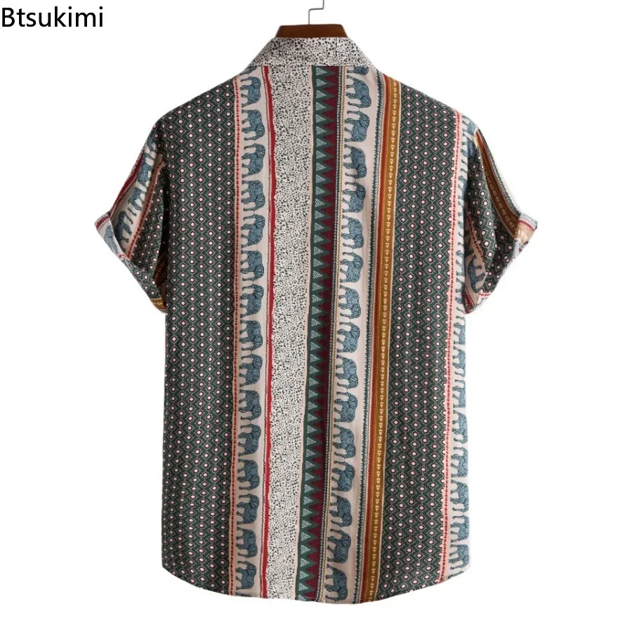 Baju pantai untuk pria, baju pantai Hawaii Vintage musim panas, baju lengan pendek ukuran besar, blus kasual untuk pria motif 3D