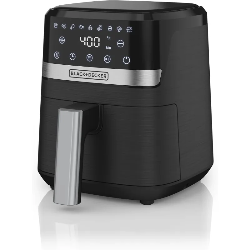 

2QT Air Fryer, Timer with Auto Shut-off and Shake Reminder, LED Touchscreen and 9 presets, 1000W up to 400 F.