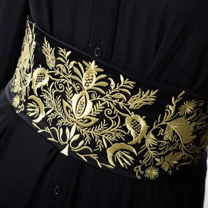 Floral Embroidered Waist Belt Waist Cincher Breathable Fabric Hanbiuk Dance Modern Dress Accessory Y166