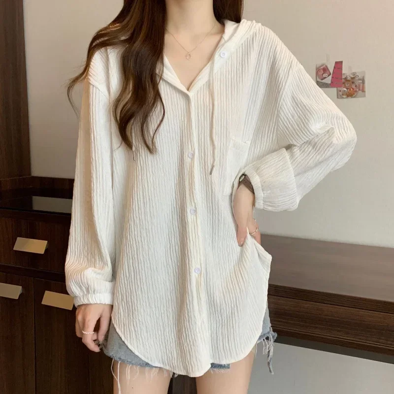 Pop Lightweight Hat Design Sun Protection Clothing Women's Outerwear Autumn New Loose Versatile Open Cardigan Top Fragrance Styl
