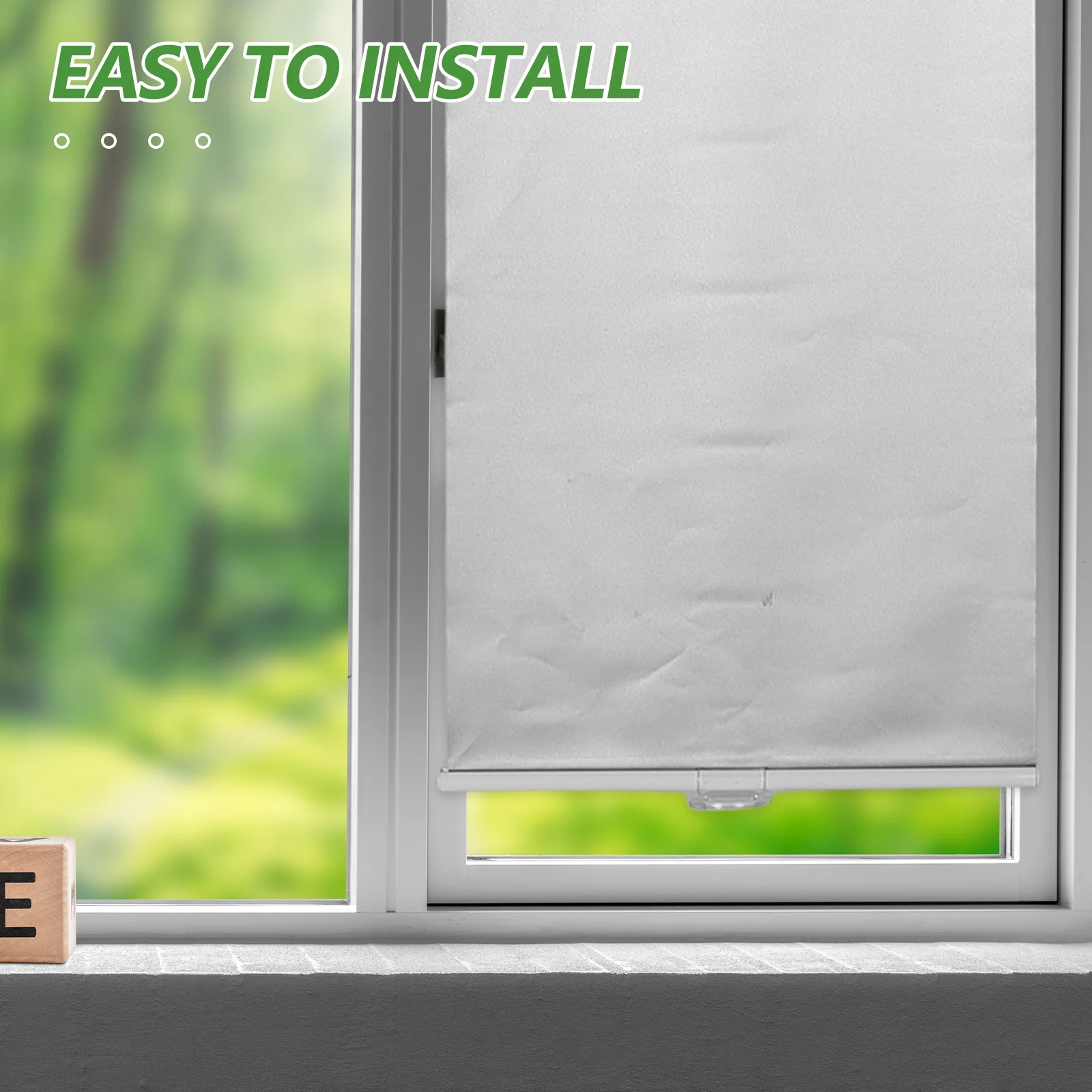 

Polyester Roller Blinds Heat-Sensitive Blackout Coating No Tools Required Cordless Shade For Patio Bedroom Living Room