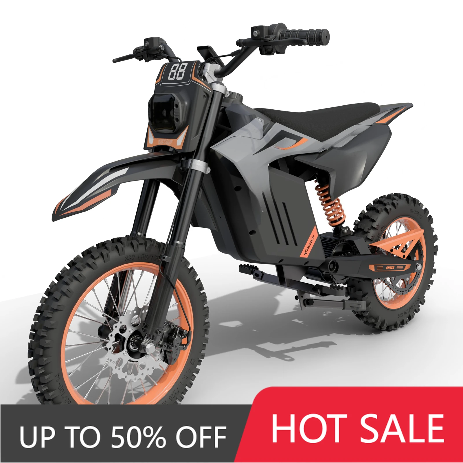QQW Freeboy US Stock Off-Road Motorcycle Y88 Off-Road Electric Motorcycle, Powerful 14-Inch Tires, Dual Shock Absorption, Hydrau
