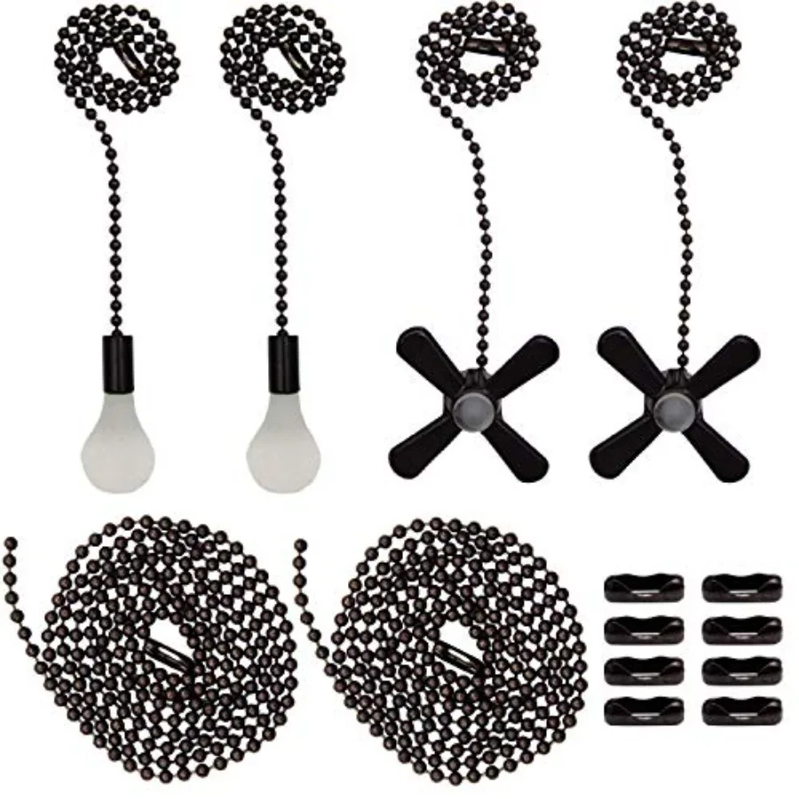 Ceiling Fan Pull Chains Set Including 4Pcs Beaded Ball Fan Pull Chain Pendant, Extra 8Pcs Beaded and Pull Loop Connectors, 2Pcs