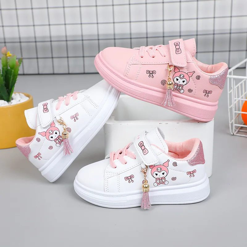 Kawaii Kuromi Sport Shoes Girls Board Shoes Kids Tennis Shoes Sanrio Kuromi Casual Sneakers Children Running Shoes Size 26-37