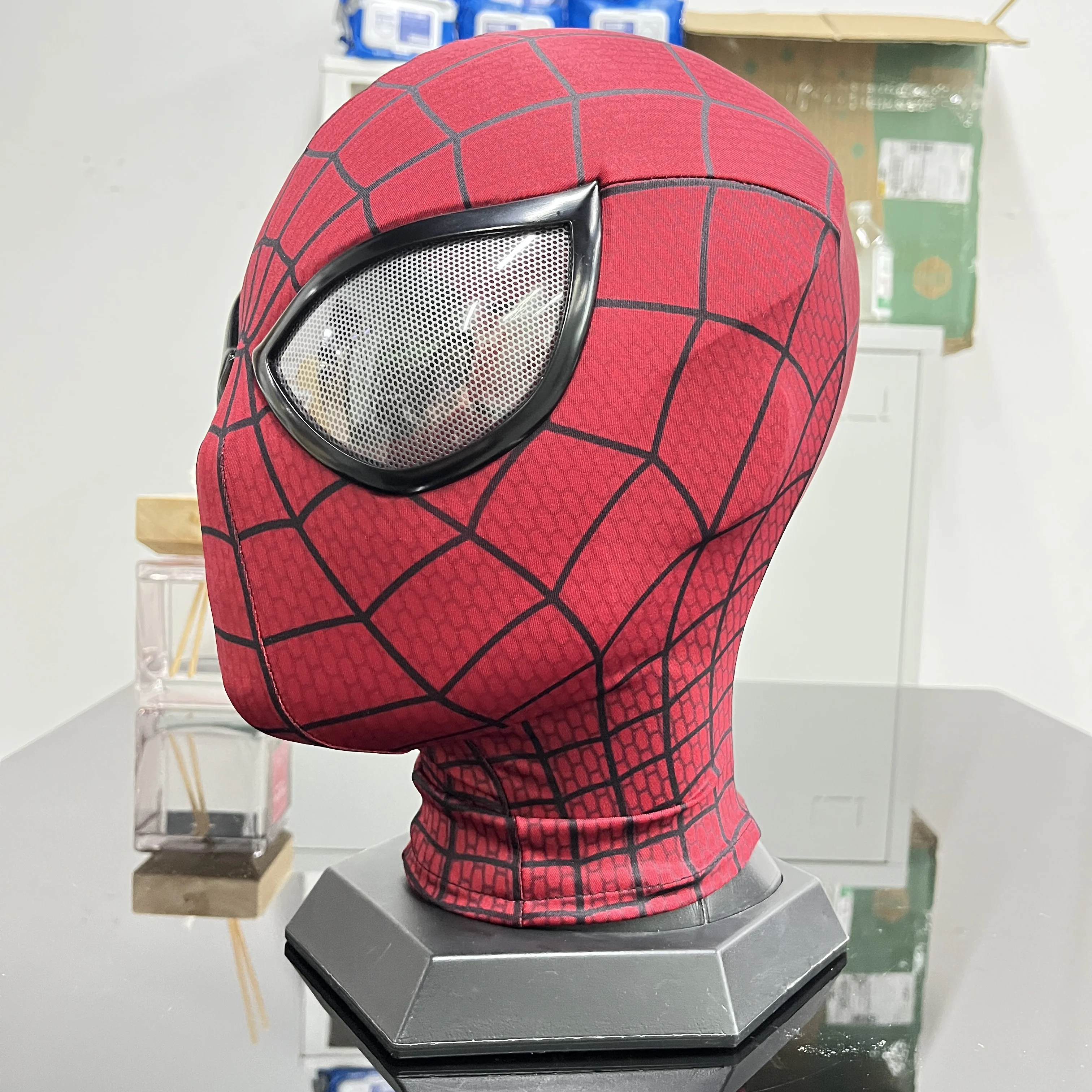 Spider-Man-Maske mit Faceshell 1:1 3D handgemachte Spiderman Digitaldruckversion Halloween Cosplay Kostüm Cos Masken Replik