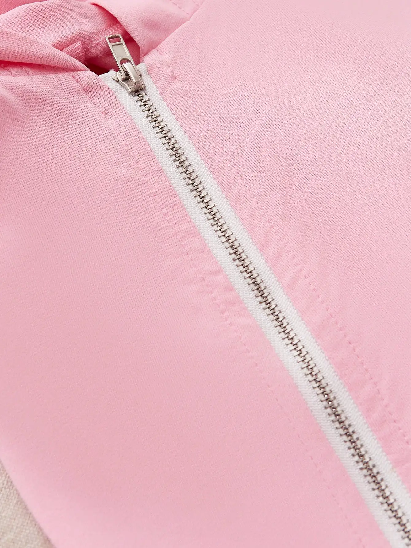 Women's Pink Zipper Sportswear Set of 2 Pieces Jogger Letter Printed Jogging Sportswear Hoodie and Sweatpants Set