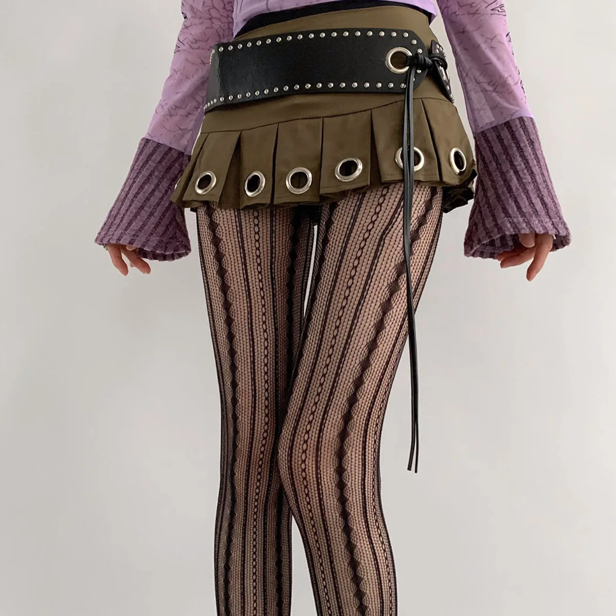 Lolita Stockings Womens Fishnet Tights Sexy Geometric Striped Pantyhose Rattan Mesh Lace Gothic Y2K Seamless Fishnet Legging image 3