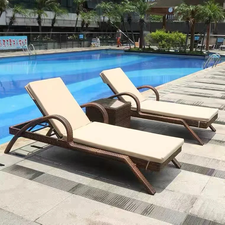 Muebles de Patio para Exteriores, Tumbona de Ratán Sintético para Playa, Silla de Descanso
