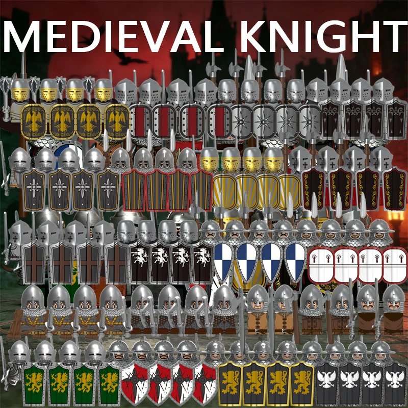 Château médiéval chevaliers soldats figurines blocs de construction légion d'infanterie Empire guerrier arc épée casque Militia briques jouet cadeaux
