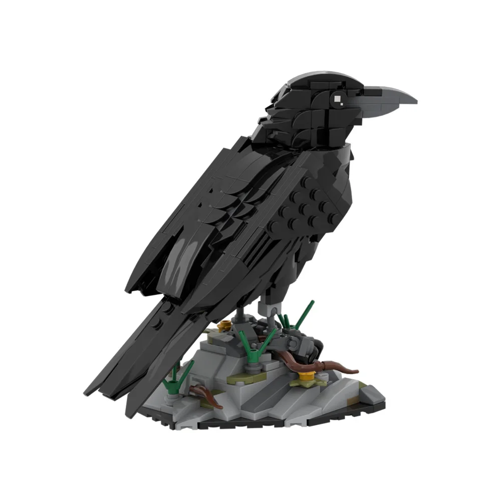 MOC 動物カラスビルディングブロックモデルブラックナイトカラスレンガデスクトップ装飾装飾品組み立ておもちゃ子供のためのギフト