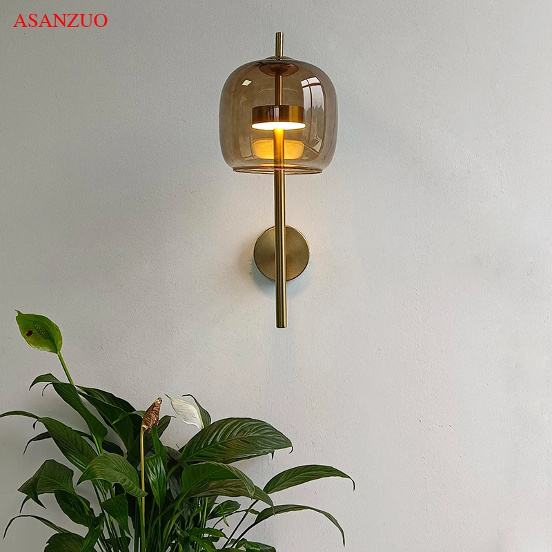 Modern Led Creative Glass Wall Lamps Study Bedroom Living Room Bedside Decor Light Warm Luxury Bedside Sconce Lamp Lighting