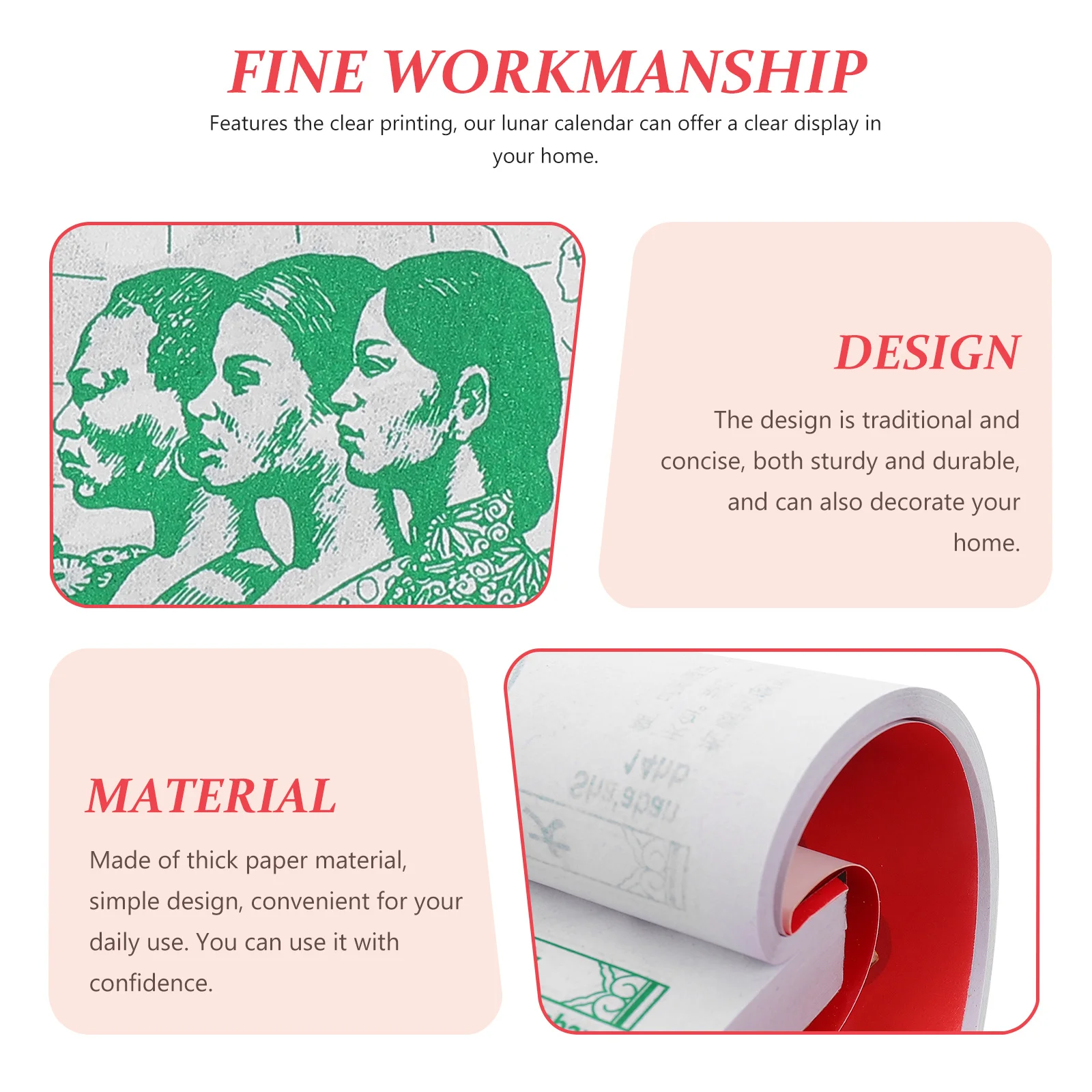 

Традиционный календарь Декоративные настенные календари в китайском стиле Ежедневный год кролика Лунные мероприятия