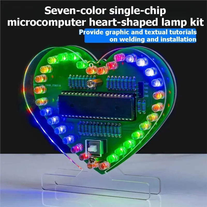 AB46-Digital Tube Display Multi-Function Heart-Shaped LED Clock DIY Kit Electronic PCB Soldering Practice Kit