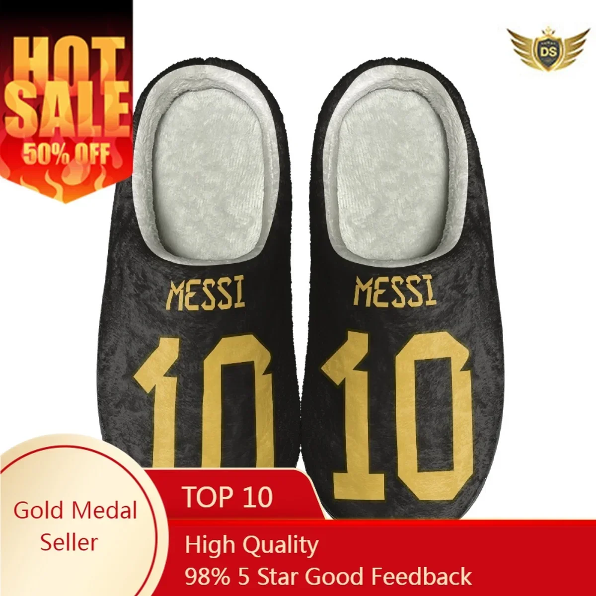 Messi Design Couple Warm Cotton Slippers Dropshipping Casual Autumn Winter Flats Home Shoes All-match Comfortable Men Footwear