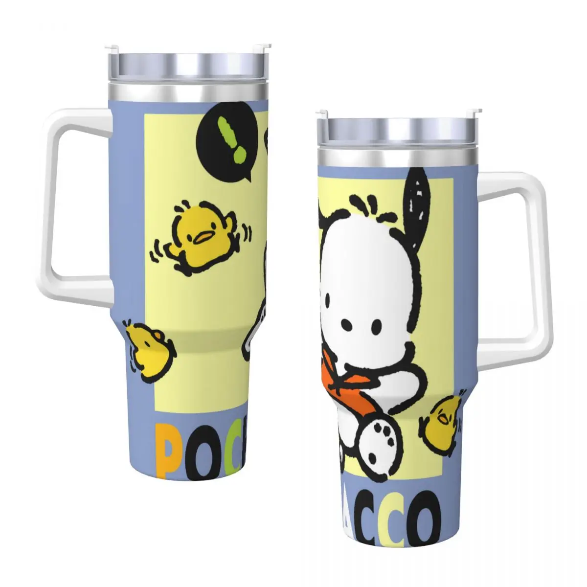 Stainless Steel Tumbler Pochacco Car Mugs With Straws Sanrio Beach Hot Drinks Water Bottle Heat Preservation Large Thermal Cups