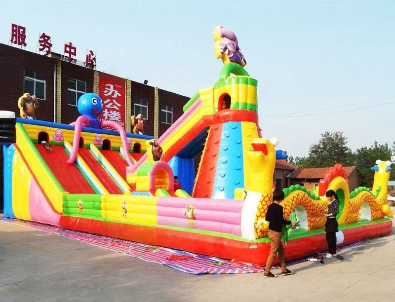 

Outdoor large inflatable castle trampoline Outdoor playground Children's indoor playground Small naughty castle slide