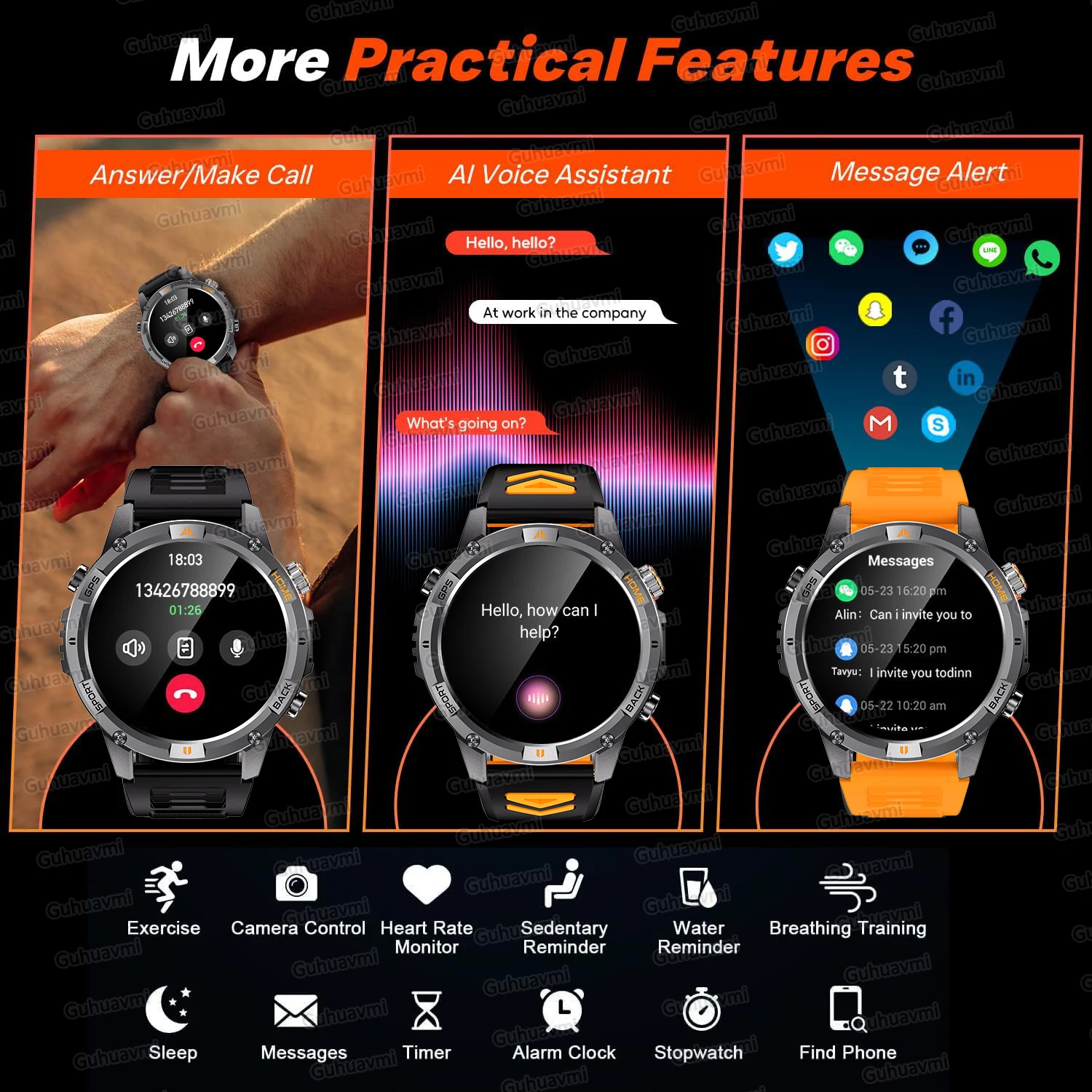 2025New Military Built-in GPS Adult Smart Watch Compass Flashlight Bluetooth Call Men Outdoor 10ATM Waterproof Sports Smartwatch