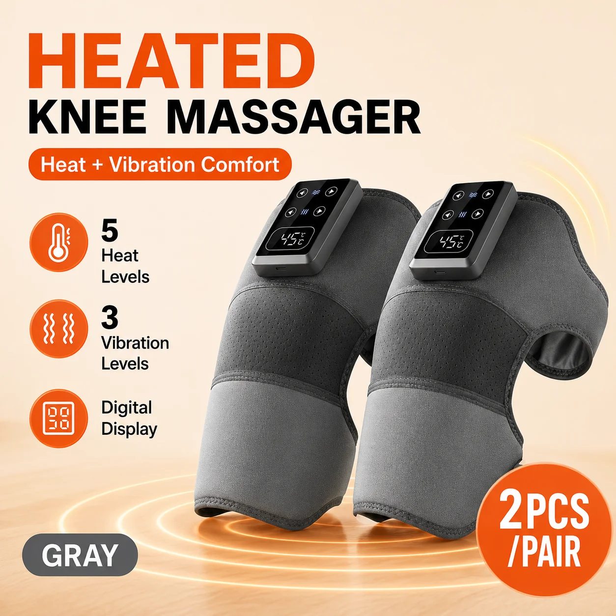 Electric Shoulder Brace Heated Knee Massager Vibration Massage Black Support Strap with Adjustable Three Levels of Heating