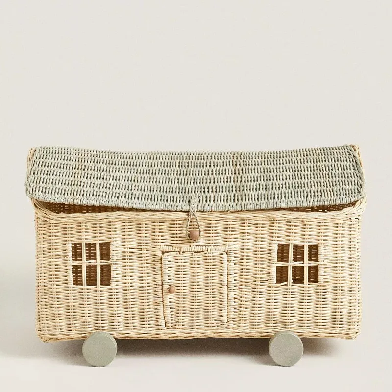 Indonesian rattan ins rattan hand-woven small house storage basket storage basket children pendulum shooting props