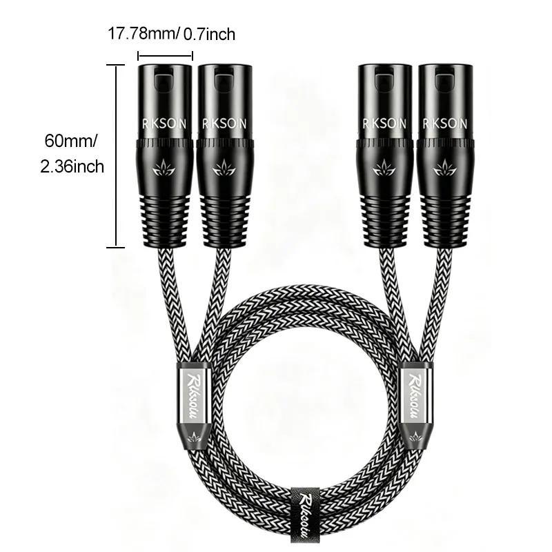 RIKSOIN XLR to XLR Cable - Dual XLR Male to Dual XLR Male HiFi Audio Cable For Amplifier, Mixer and More