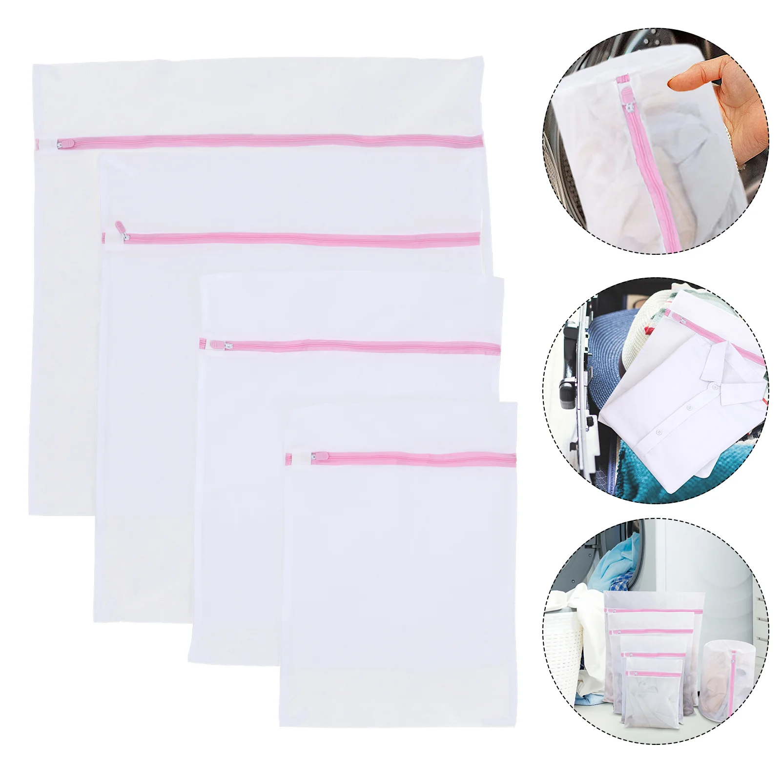 

4 Pcs Fine Mesh Laundry Bag Drawstring Wash Washing Bags Lingerie Washer Pouch Net for Machine
