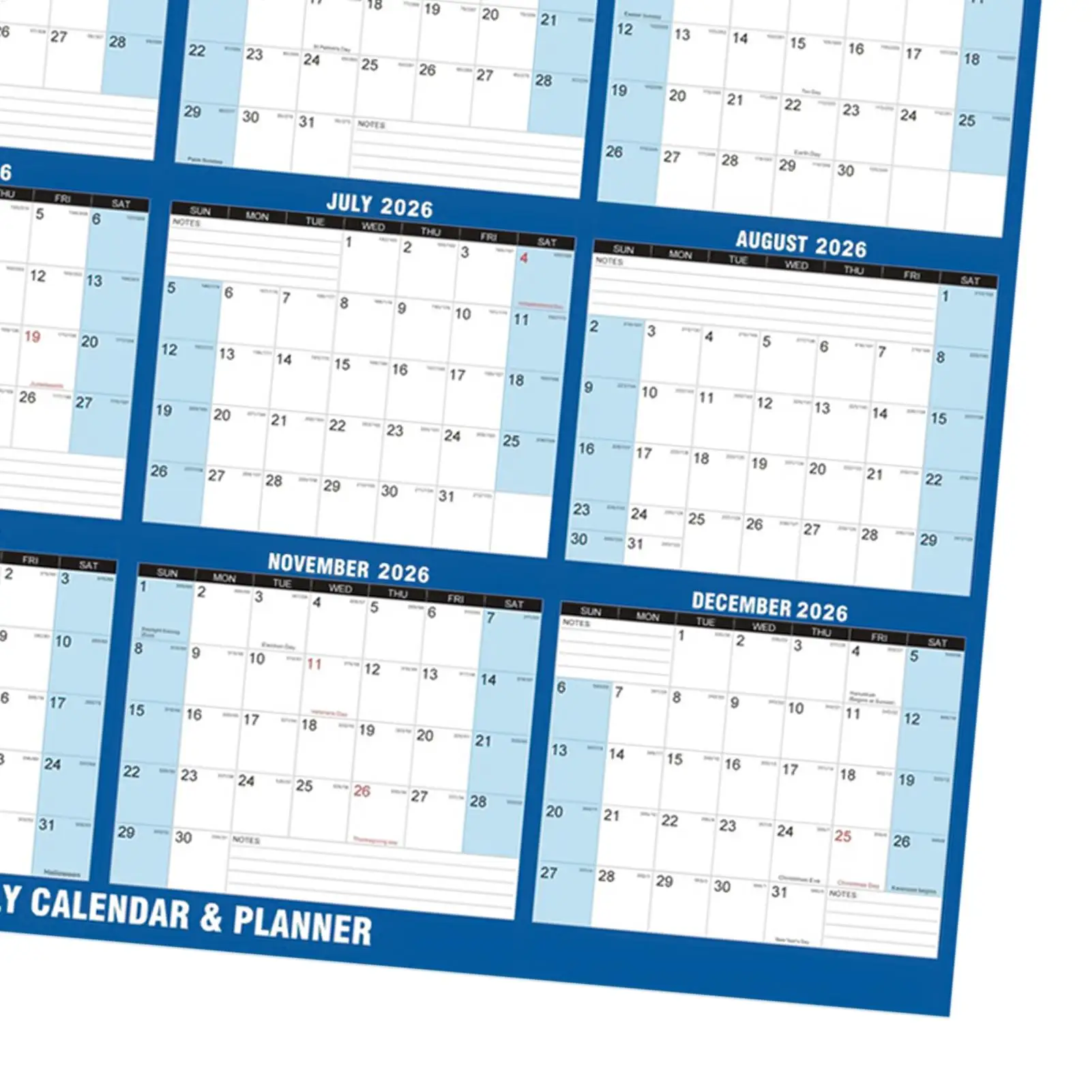 2026 Wall Calendar 24 X 34 Inch Double-Sided Dry-Erasable Planner Monthly Calendar Planner for Habit Reading Study School Task