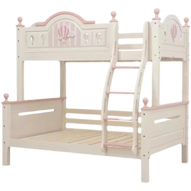 Full solid wood mother and child bed girl princess high and low bed household children's bunk bed modern simple hot air balloon