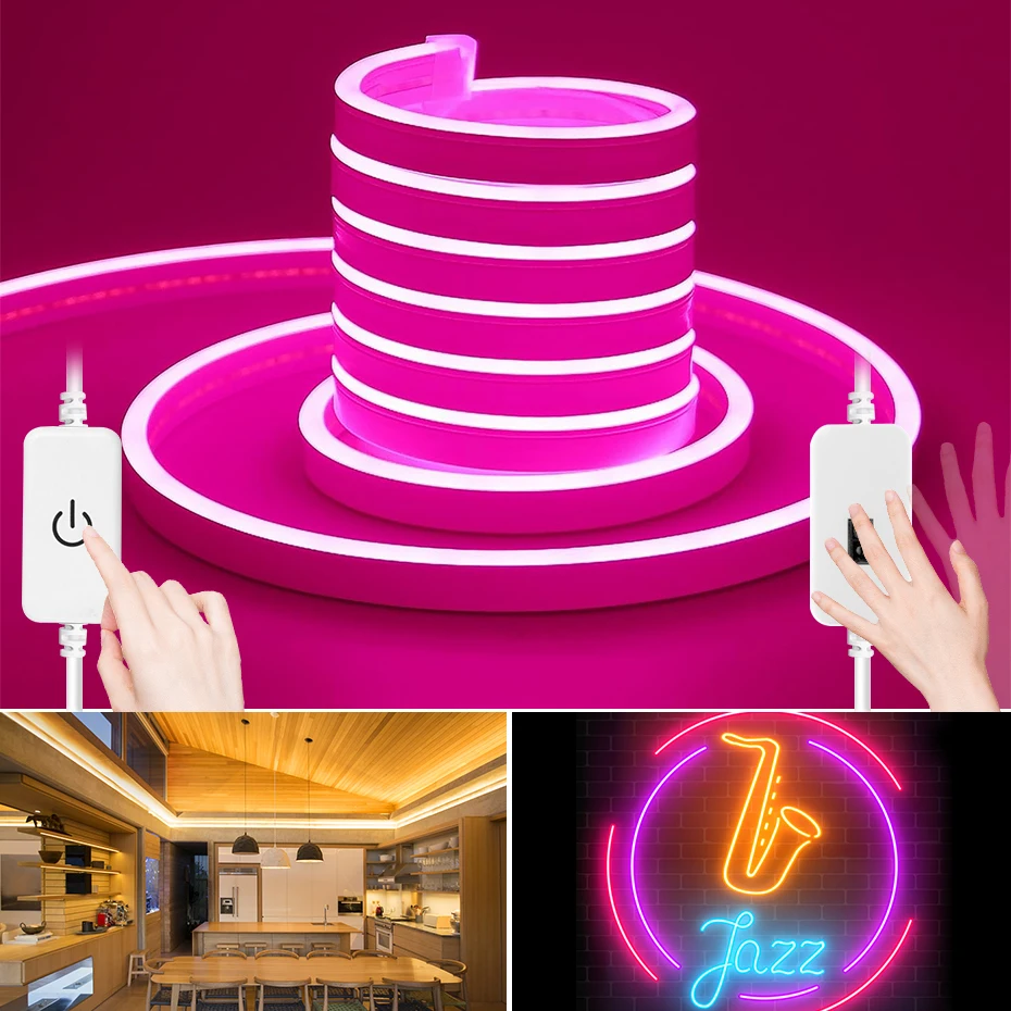 

LED Neon Light Tape 12V Waterproof Dimmable Touch Sensor/Hand Sweep Led Neon Ribbon Warm White Pink Green Blue Yellow Lighting