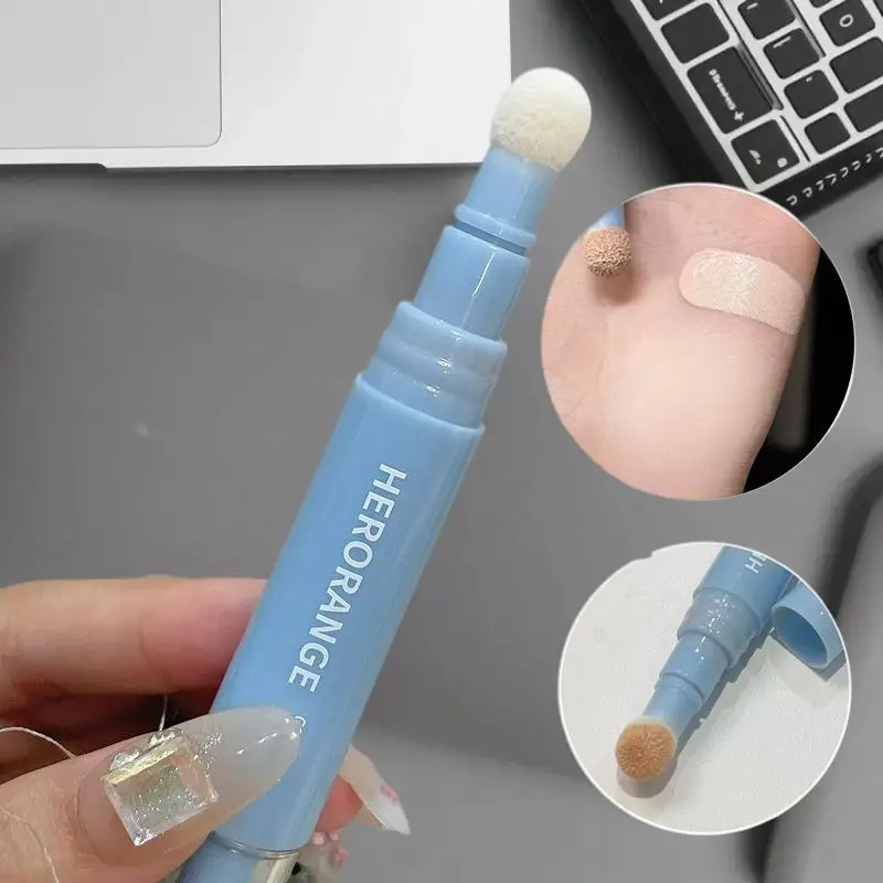 HERORANGE-Bolígrafo corrector de cabeza de felpa para detalles, cobertura de ojeras, incluso el tono de la piel, iluminador, base de control de aceite, FaceHolding
