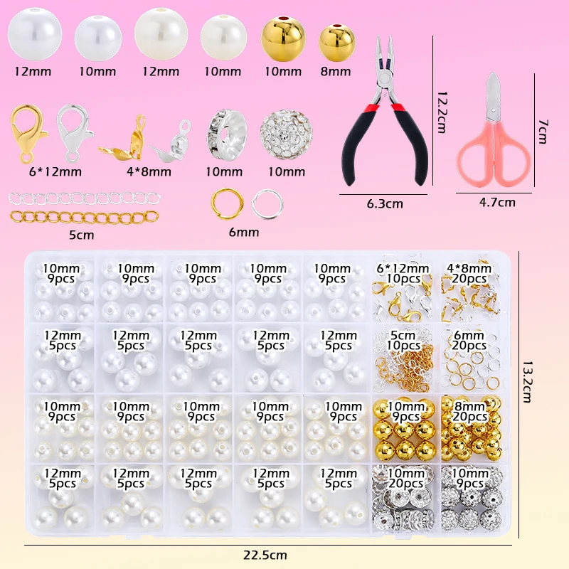 Dog Cat Pearls Necklace Collar Making Kit with Bling Accessories and Ribbon Bow Pet Puppy Jewelry for Dogs Cats Small Medium
