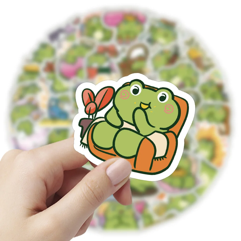 50/100Pcs INS Novelty Cartoon Kawaii Cute Frog Stickers PVC Waterproof Stickers Decals For Kids Boys Girls Toys Gifts