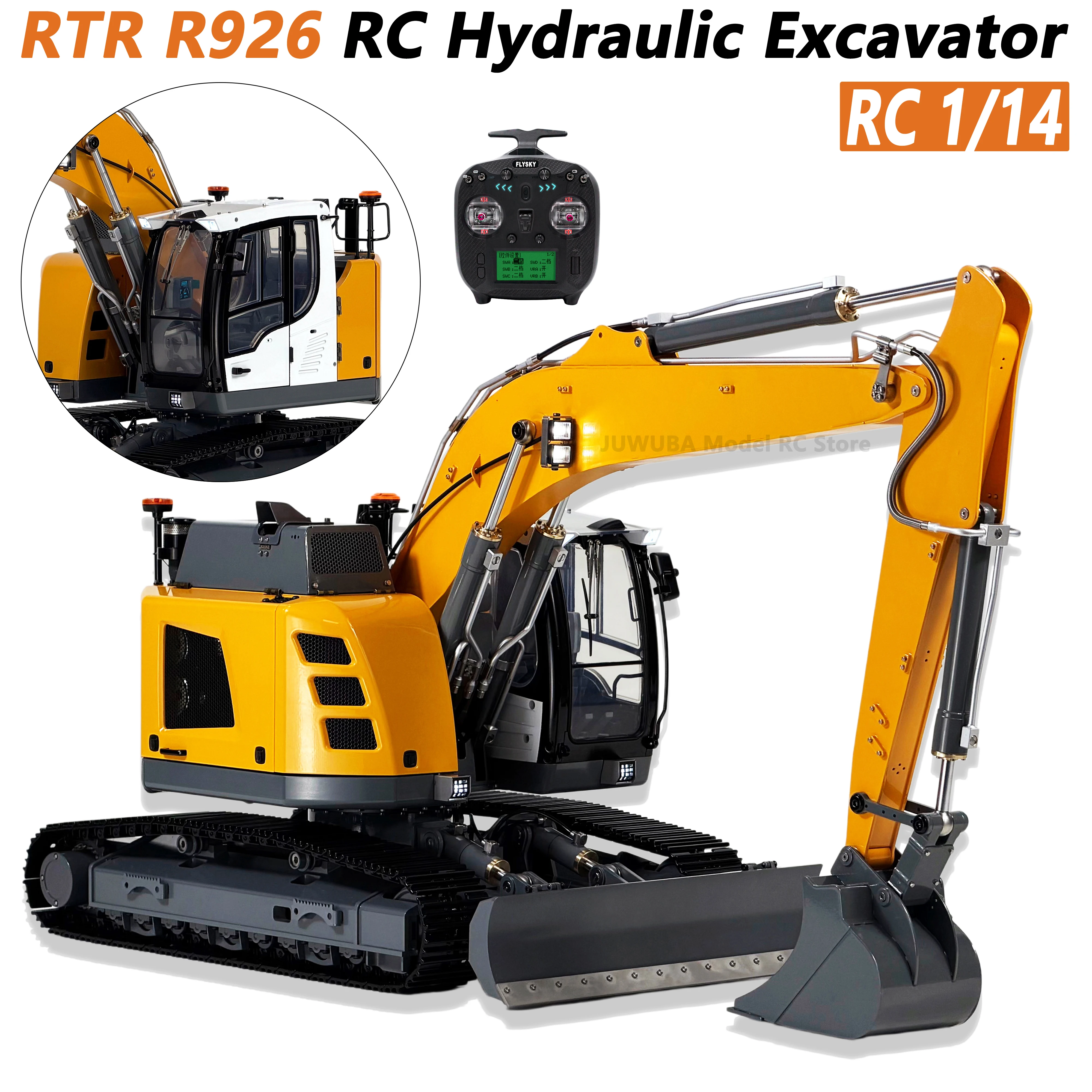 

1/14 RC Hydraulic Excavator R926 RTR Digger Full Metal with Remote Control Sound & Light Dual Pumps 4-Way Valve Model Hobby Toys