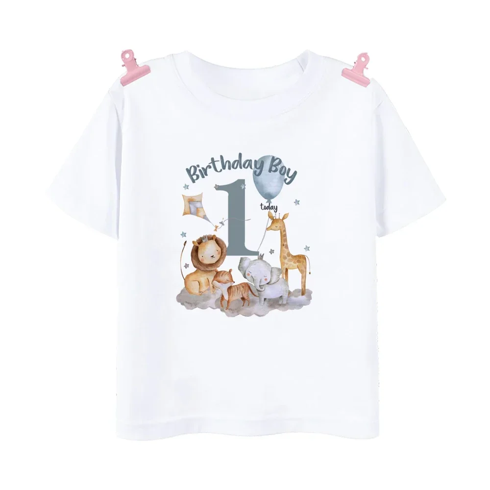 Camiseta de cumpleaños para niños de 1 a 12 años, camiseta Wild One, camiseta de fiesta de cumpleaños para niños, traje temático con estampado de