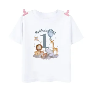 Geburtstags-T-Shirt für wilde One-Tee-Jungen, Safari-Tierdruck, thematische Kleidung, Kinderoberflächen, Party-Tops von 1 bis 12 Jahren 10 Hauptverkaufssafari -Kinderkleidung - №7