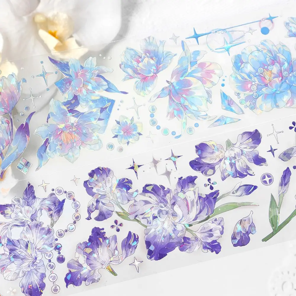 1 pc 35cm*6cm Long Strip sticker laser Plant Flowers Decorative Stick Labels Diary Album Scrapbooking Material Craft Supplies