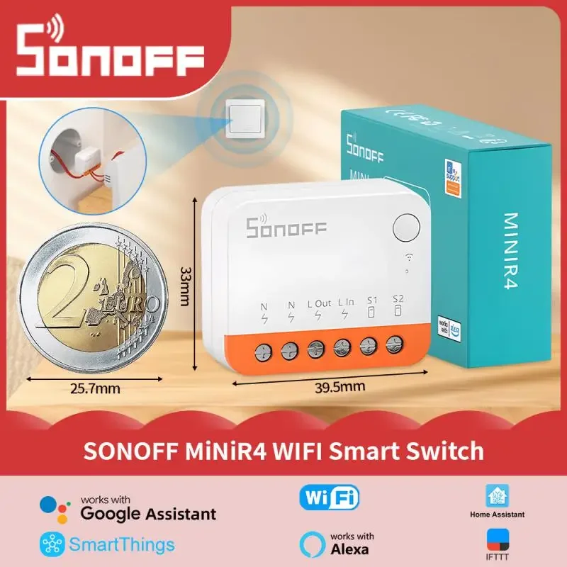 

SONOFF Wi-Fi Extreme Switch Mini R4 EWeLink Пульт дистанционного управления Умные переключатели Умный дом через Alice Alexa Google Home Assistant IFTTT
