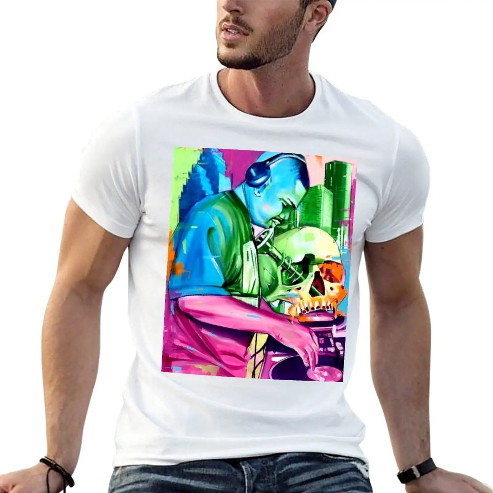 DJ SCREW - Water Painting T-Shirt animal prinfor boys Blouse men clothings