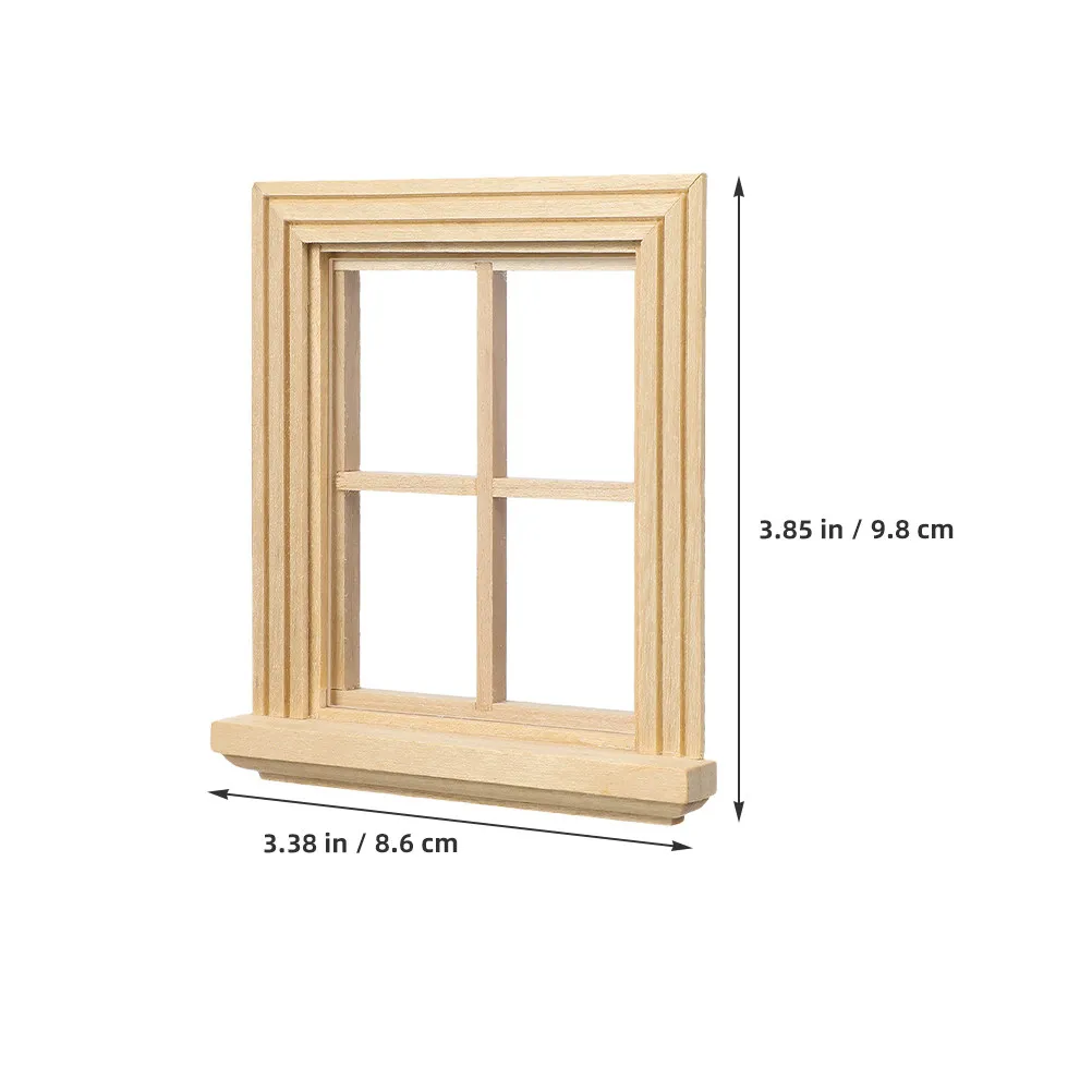3Pcs Unfinished Miniature Wooden Window Frames 1:12 Scale for Dollhouses Tiny Home Interiors DIY Painting Craft Decoration Mini