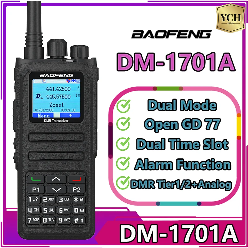 DM-1701A  Baofeng Walkie Talkie Open GD77 Dual Mode Analog and Digital Tier1+2 Dual Time Slot DM1701 Upgraded DMR Two Way Radio