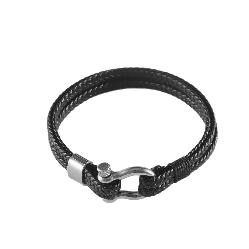 Minimalistisches Silbernes Mailänder Seil Handgewebtes Armband Edelstahl Hufeisen-Verschluss Armbänder für Männer Tägliches Tragen Trendiger Schmuck