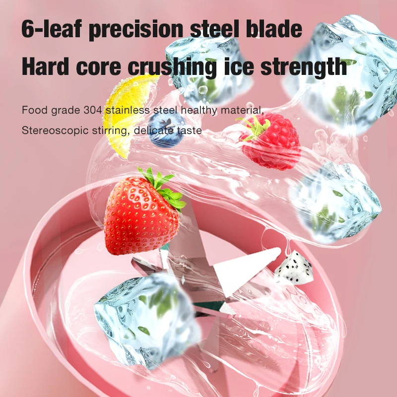 عصارة كهربائية محمولة كوب مزدوج USB شحن كوب عصير طالب صغير المنزلية التخييم في الهواء الطلق خلاط زجاجي عالي البورسليكات