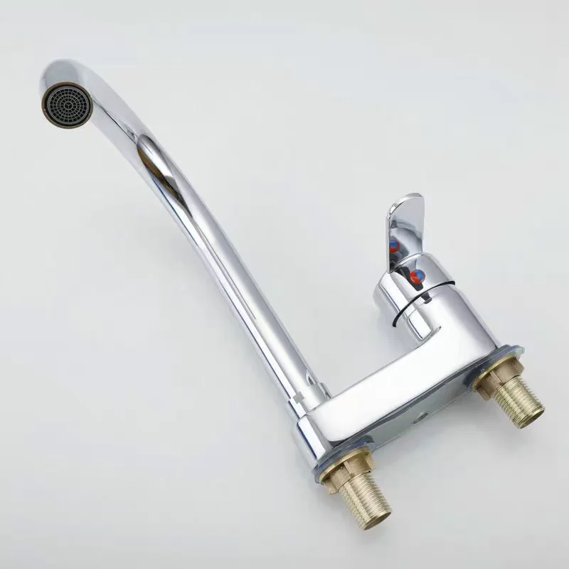Brass Basin Hot and Cold Water Faucet Double Hole Three-hole Deck iInstallation 360 Rotating Basin Tap Splash Bathroom Faucet