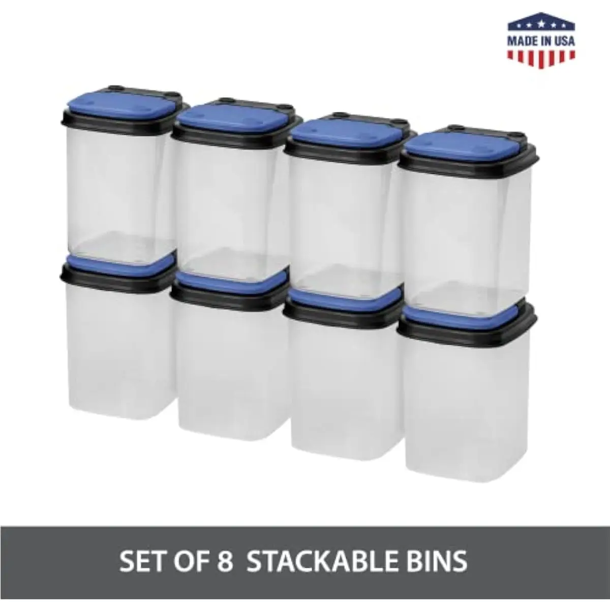 Stackable Clear Plastic Bins 1 Quart 8 Pack BPA Free Food Grade Snap Lid Containers for Pantry Garage Crafts Tools Snacks Toys O