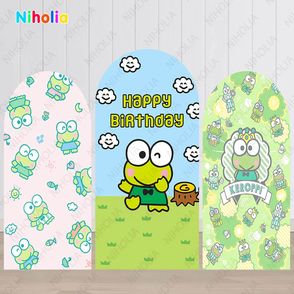 

Keroppi Arch Backdrop Hello Kitty for Kid Birthday Party Decoration Photograph Background Wall Baby Shower Photo Booth