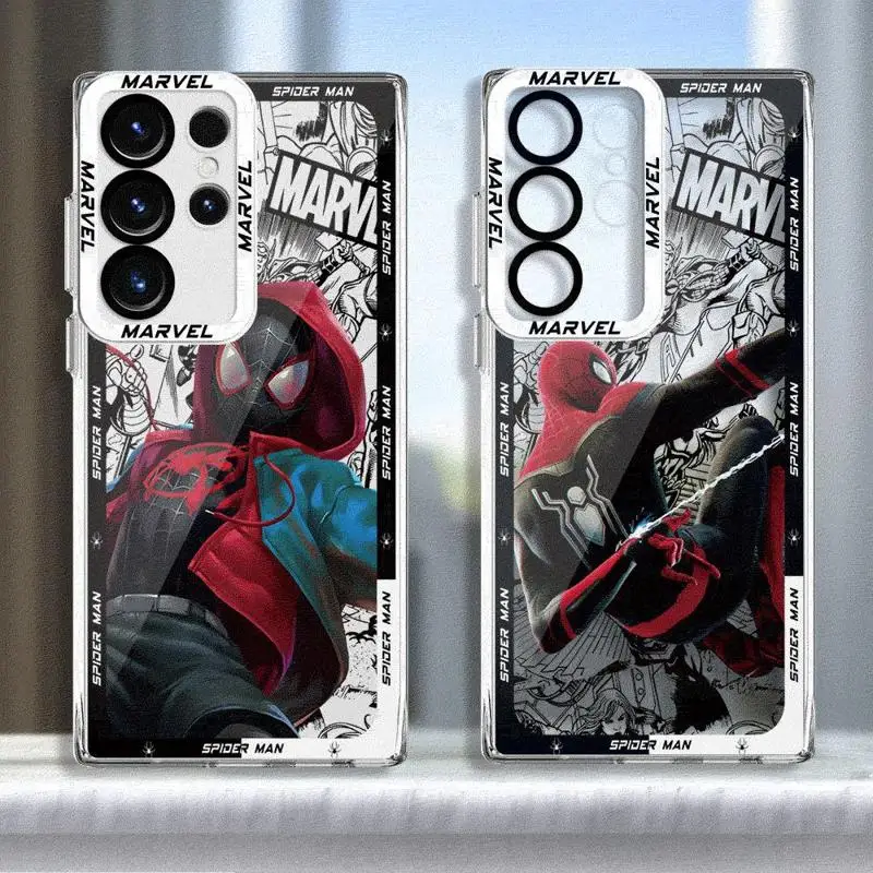 Marvel Spiderman Case for Samsung Galaxy S24 Ultra S20 FE S21 S22 Plus S23 Ultra 5G S23 FE Note 20 Ultra Transparent Soft