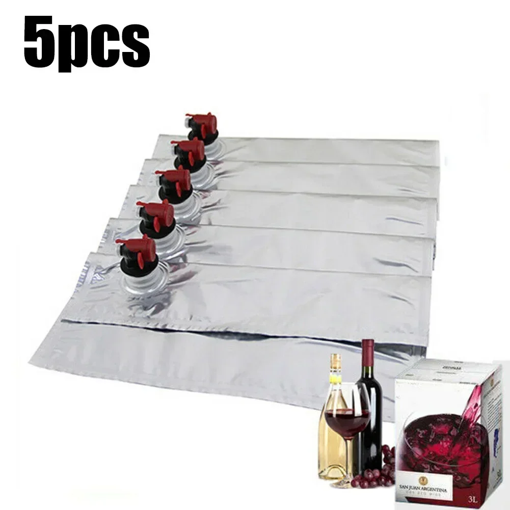 Bolsa en caja de 5/10 Uds., 3L, 5L, con grifo de mariposa, bolsa de almacenamiento de papel de aluminio, bolsas de repuesto para contenedor de bebidas, dispensador de vino de gran capacidad