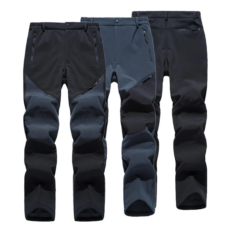 Winter Fleece Männer Hosen Wandern Klettern Camping Wasserdichte Arbeits Hosen Outdoor Sport Bergsteigen Skifahren Warme Hosen