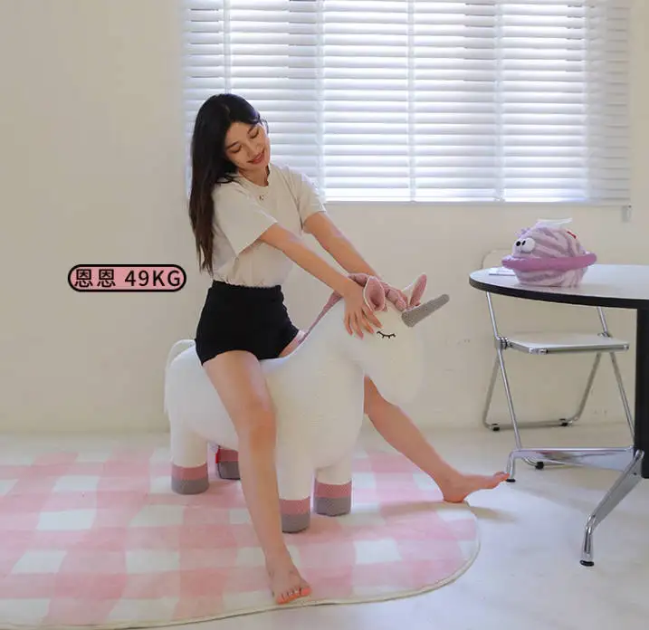 어린이 보조 의자 어린이용 나무 동물 유니콘 의자 승용 오토만 장난감 창의적인 의자 어린이용 스툴