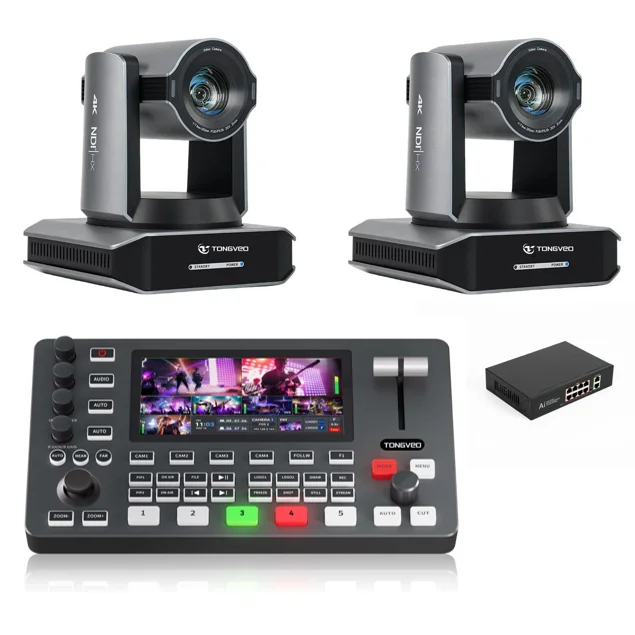 Get Broadcast Grade 4K60 30x PTZ Camera and Video Mixer Switcher Bundle for Church Conference Live Streaming, All in One Setup