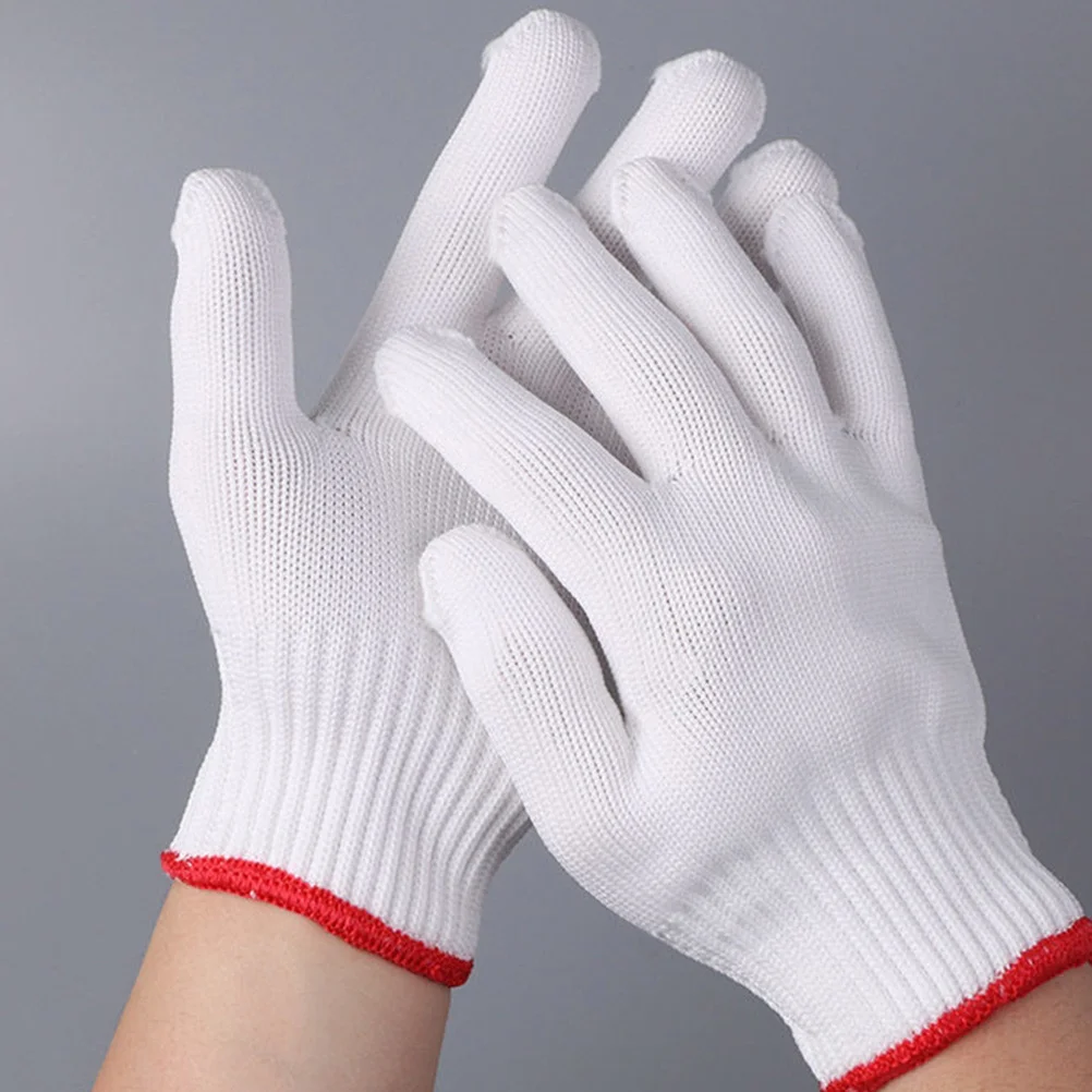 12pcs 12 Pairs Thick Nylon Work Gloves Labor Protection Anti-Slip Hand Gloves For Construction Warehouse Gardening